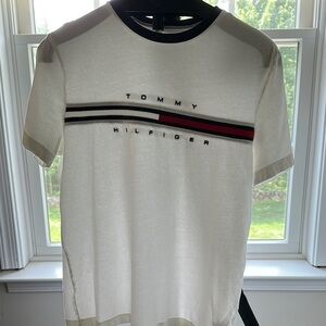 Tommy Hilfiger White and Red Short Sleeve Tee
